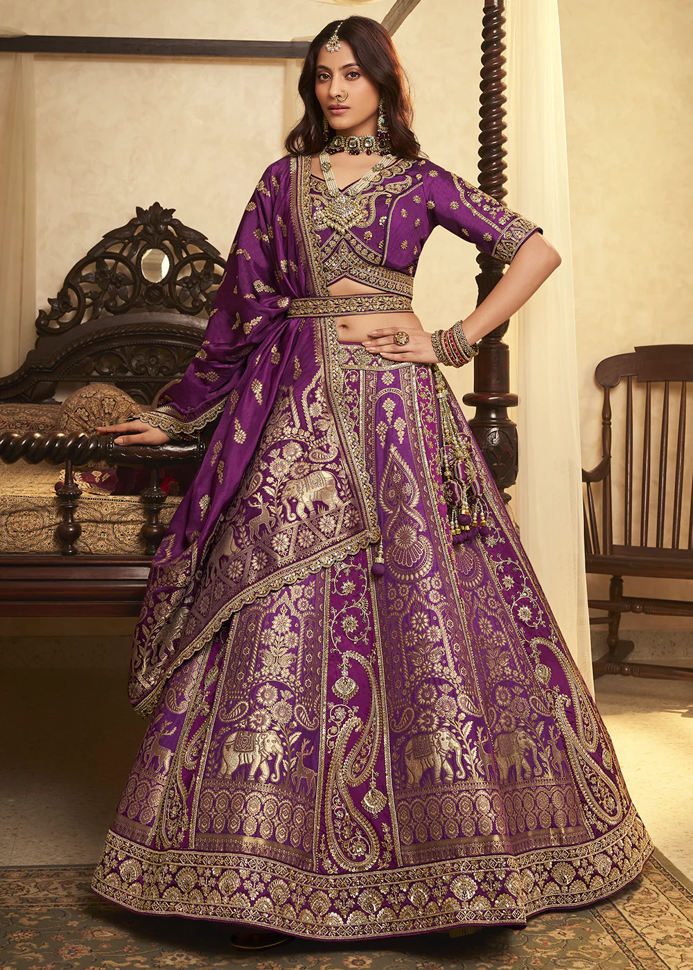 Purple Banarasi Premium Silk Designer Lehenga Choli