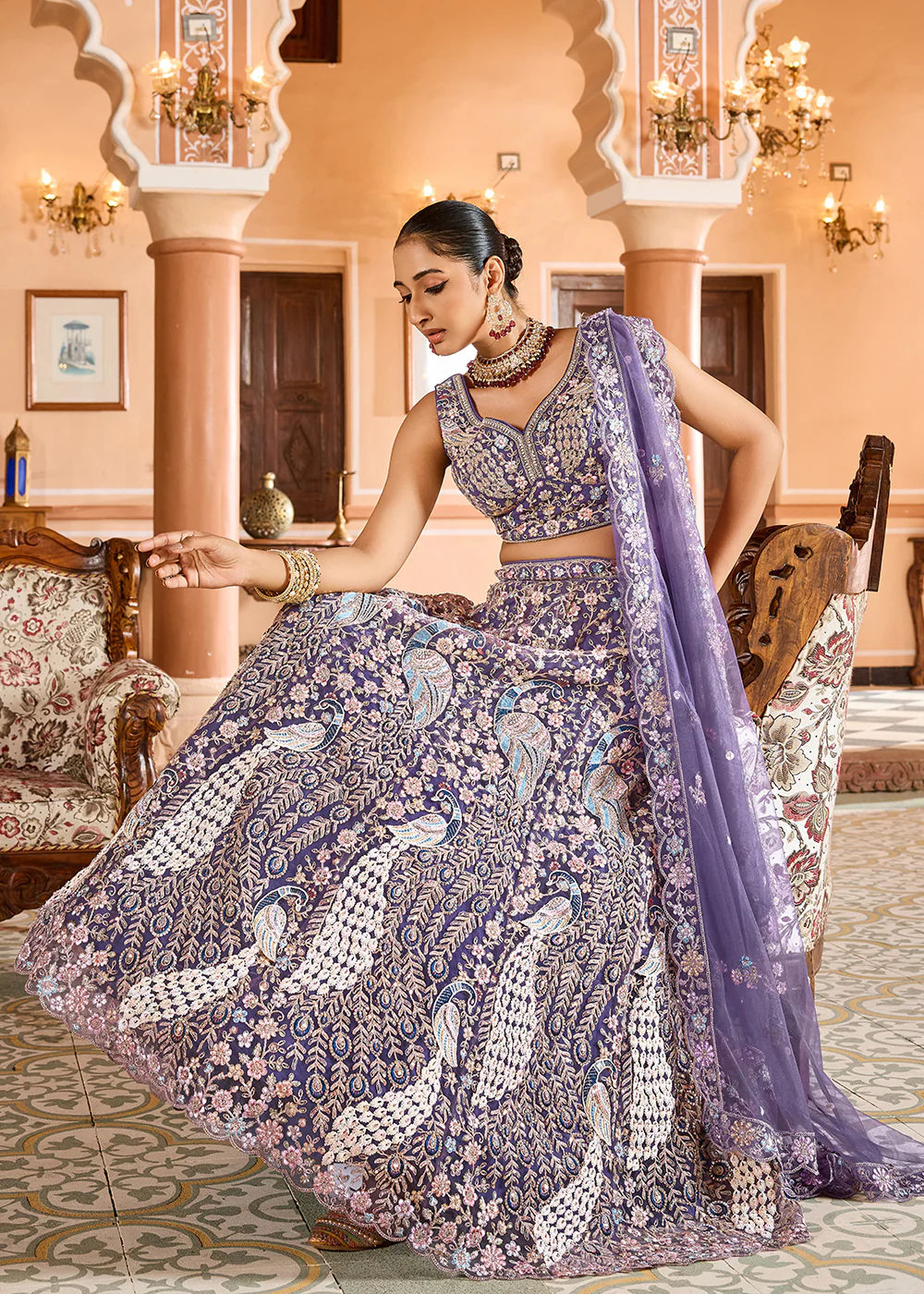 Purple Color with Heavy Embroidery Lehenga Choli - Image 4