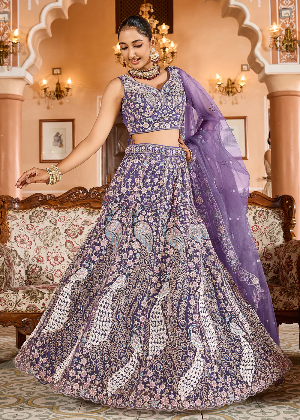 Purple Color with Heavy Embroidery Lehenga Choli - Image 7