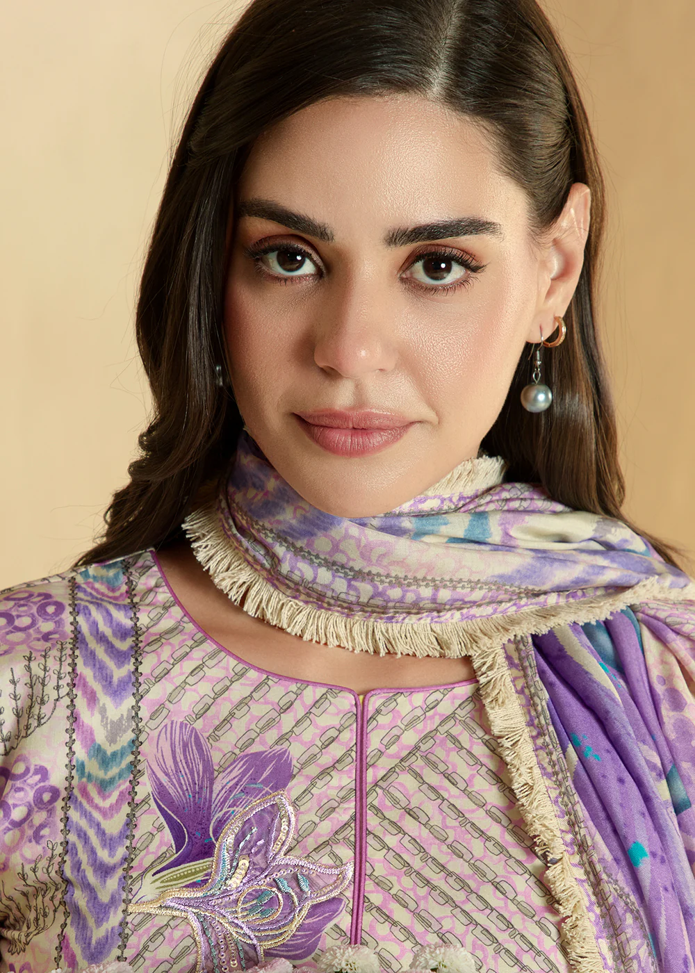 Purple Cotton Lawn Digital Printed Festive Salwar Suit - Image 4