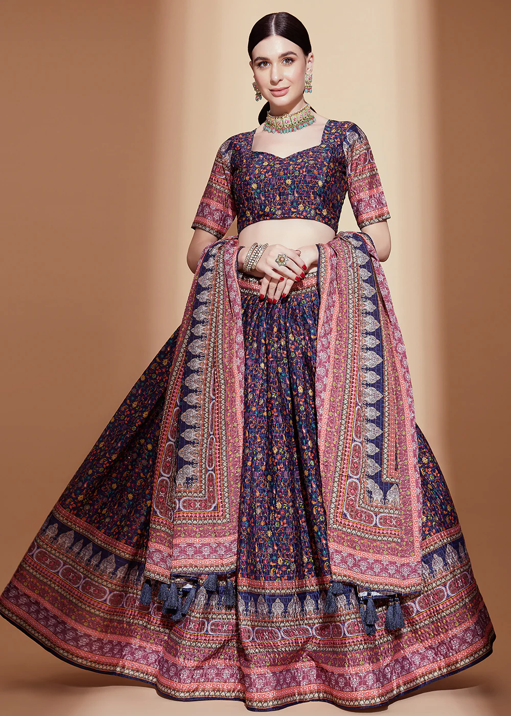 Purple Crochet & Digital Embroidered Festive Lehenga Choli