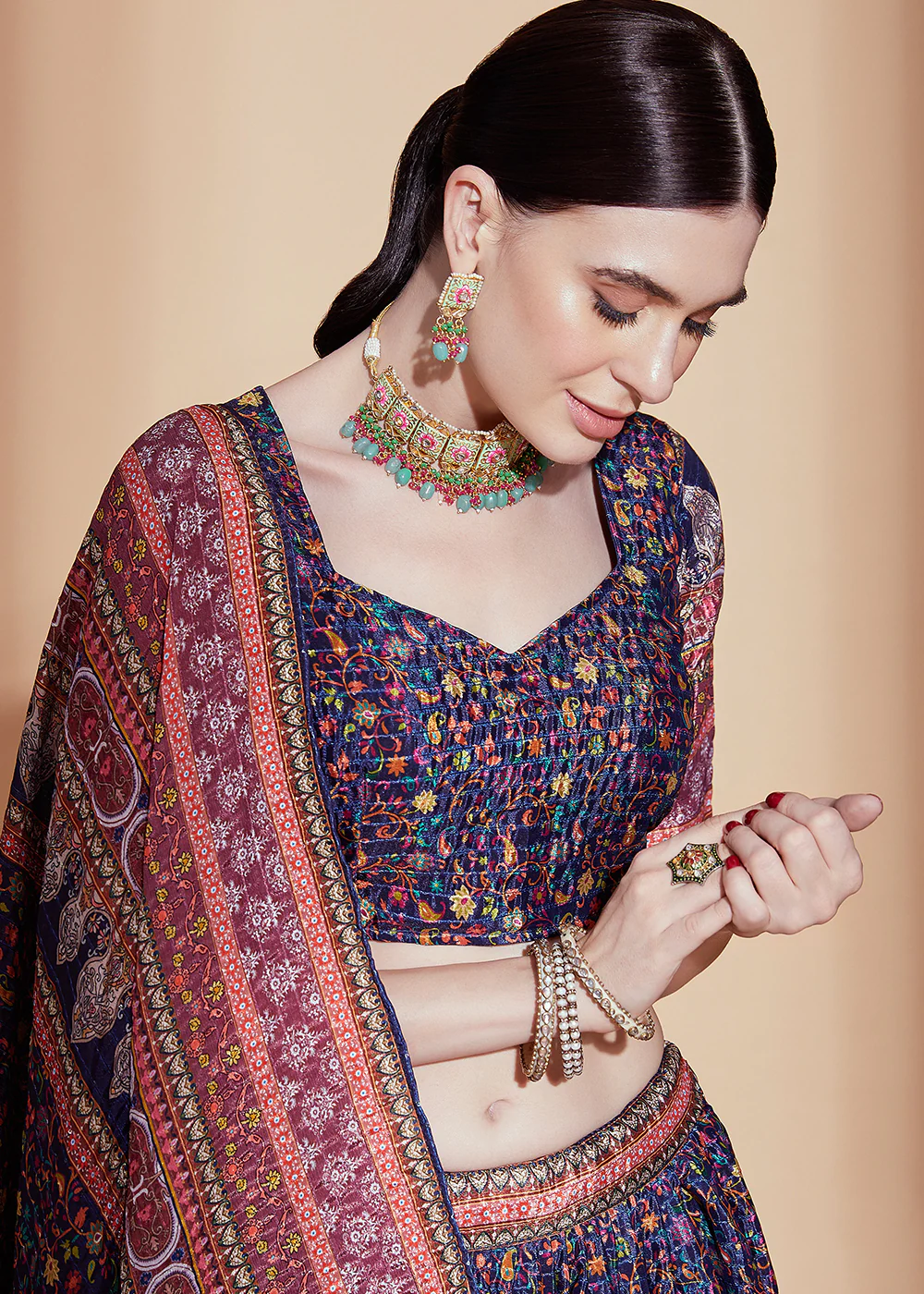 Purple Crochet & Digital Embroidered Festive Lehenga Choli - Image 2