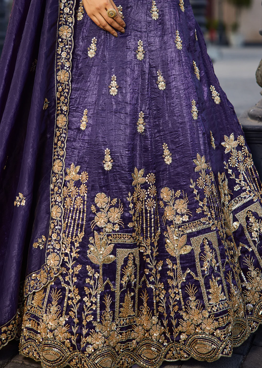 Purple Handwork Embroidered Designer Wedding Lehenga Choli - Image 7