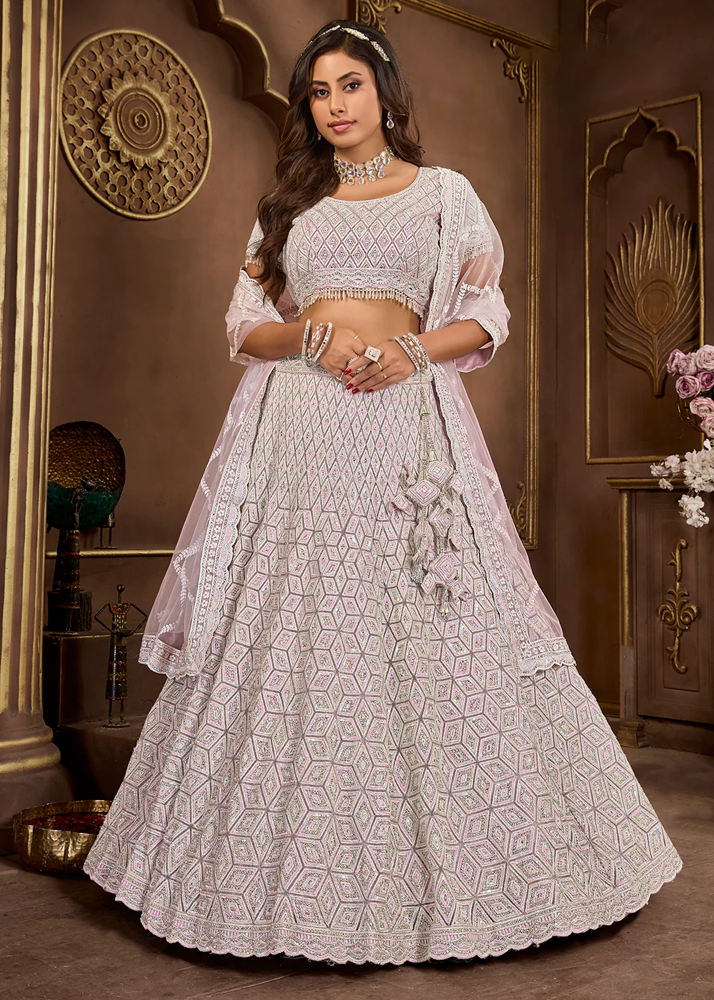 Purple Heavy Embroidered Designer Bridal Lehenga Choli