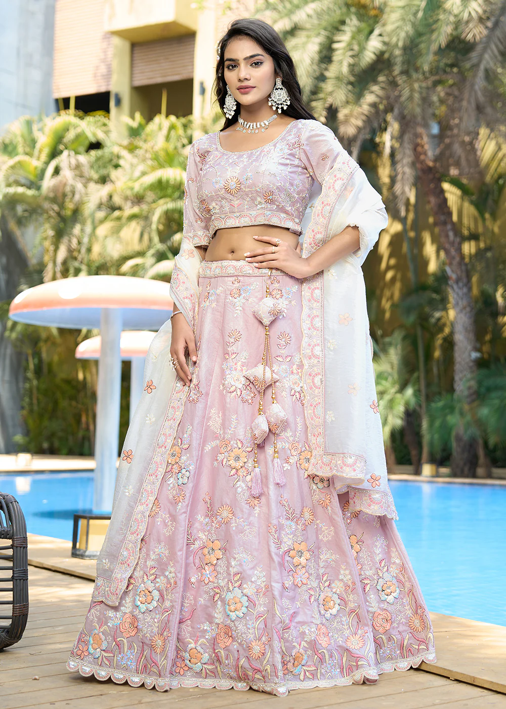 Purple Heavy Embroidered Wedding Bridal Lehenga Choli - Image 5