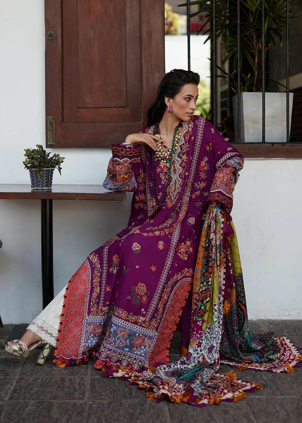 Purple Lawn Suit - Elan - Luxury Lawn '23 - AALIA-EL23-08B - Image 3