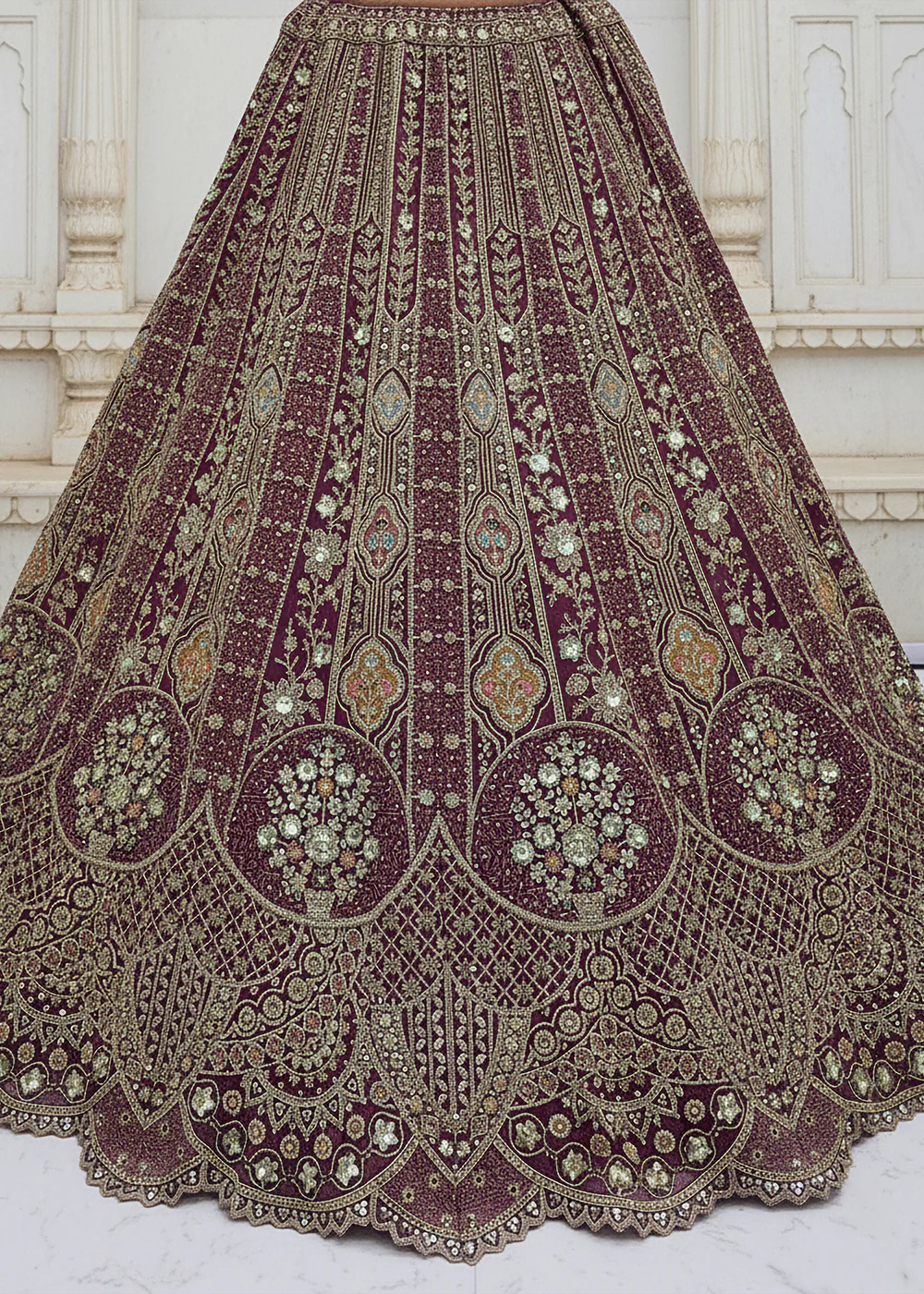 Purple Organza Embroidered Designer Lehenga Set - Image 6
