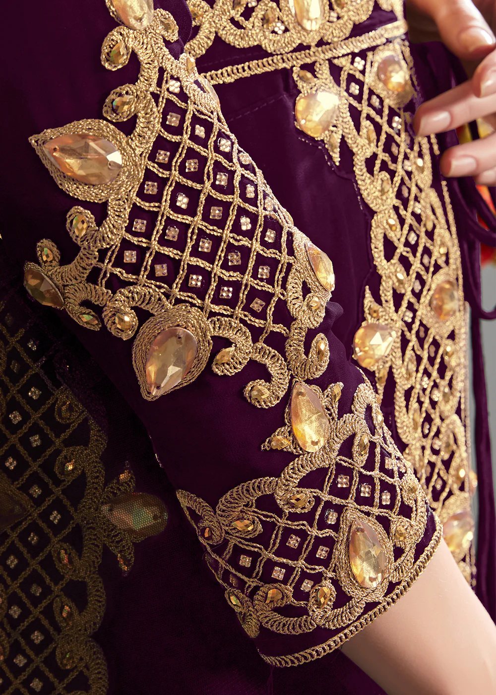 Purple Pant Style Jacket Georgette Anarkali Suit - Image 3