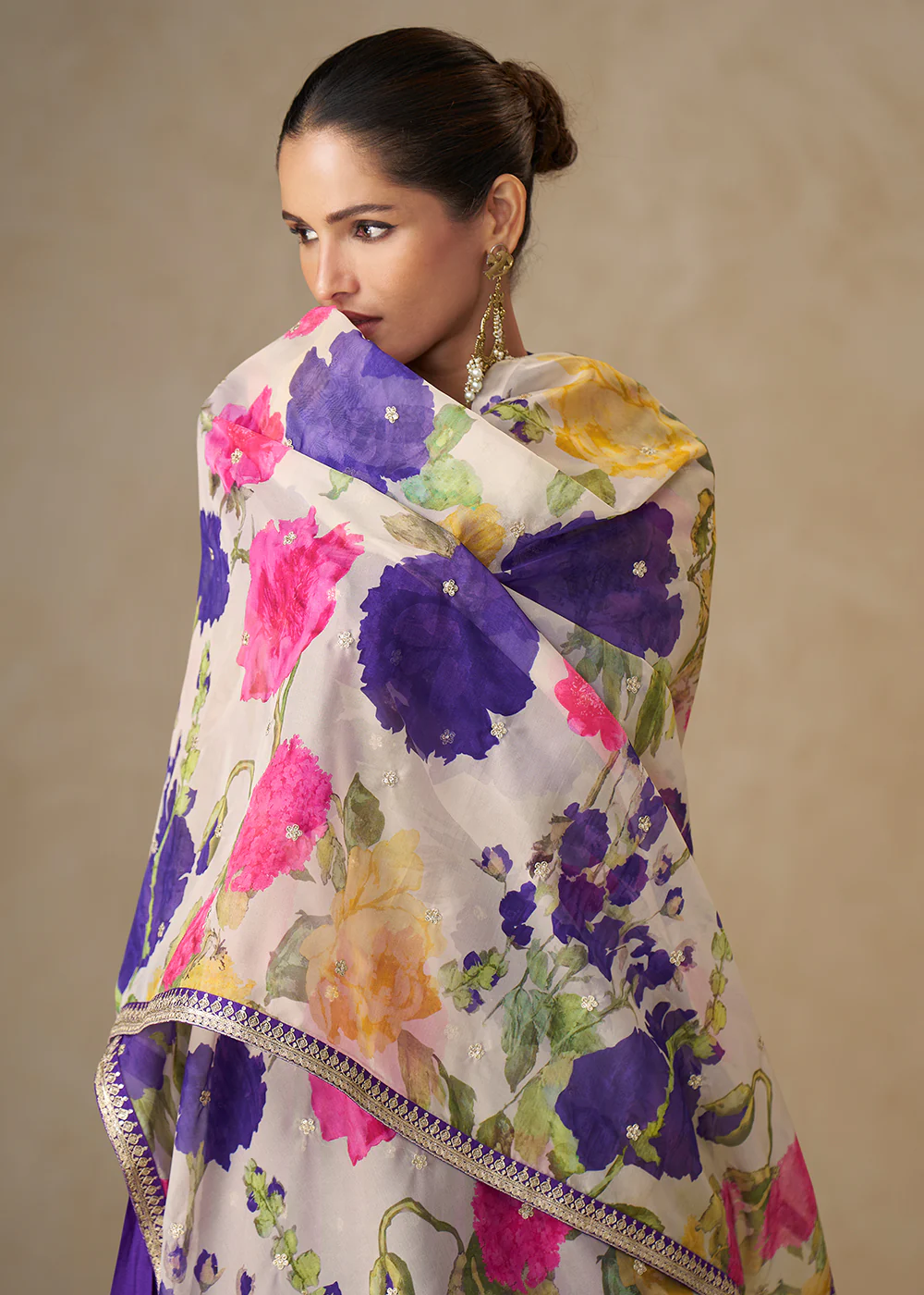 Purple Resham Threads Embroidered Festive Anarkali Suit - Image 4