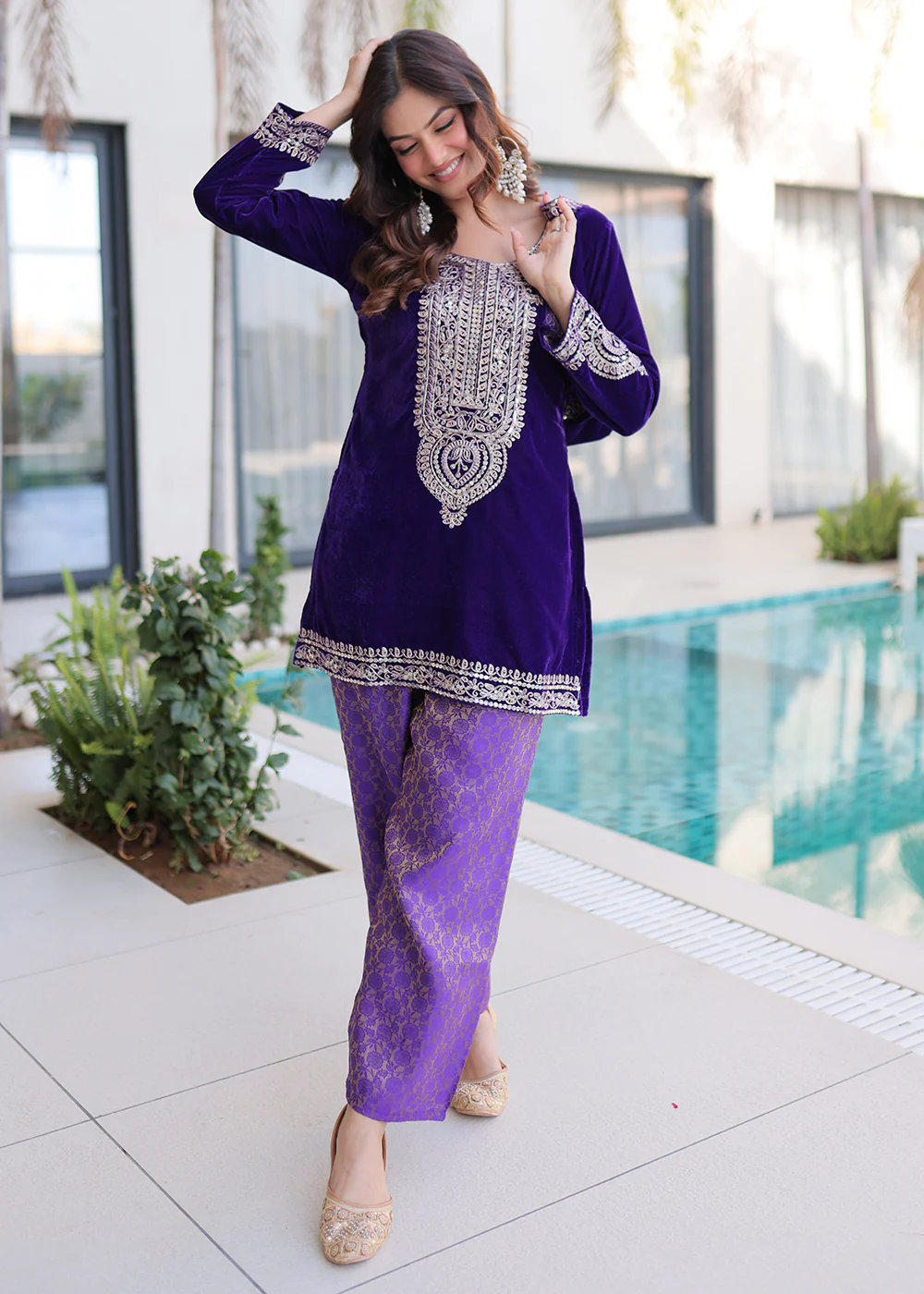 Purple Rich Zari Cording Embroidery Festive Salwar Suit - Image 7