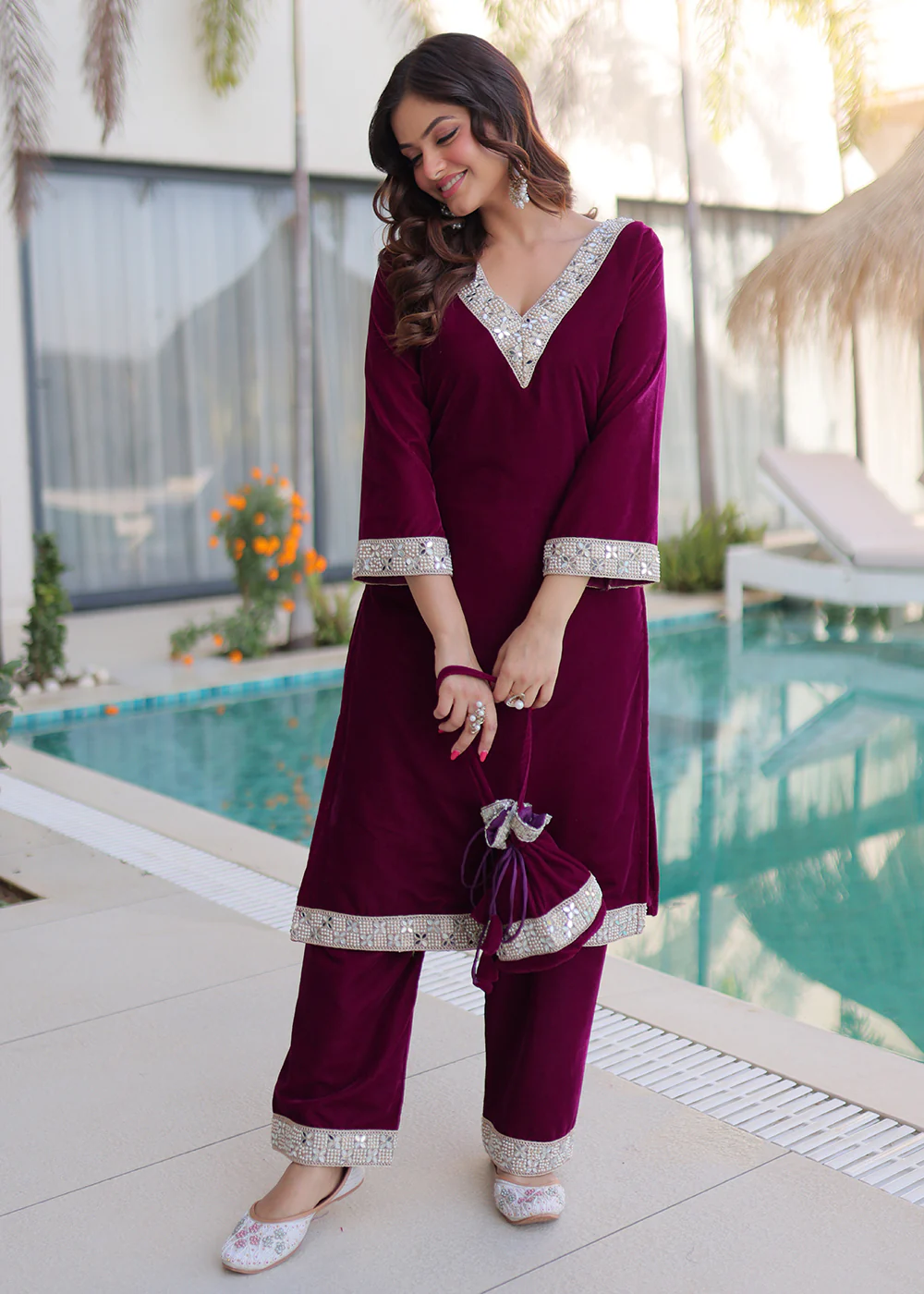 Purple Rich Zari & Mirror Work Festive Salwar Suit - Image 6