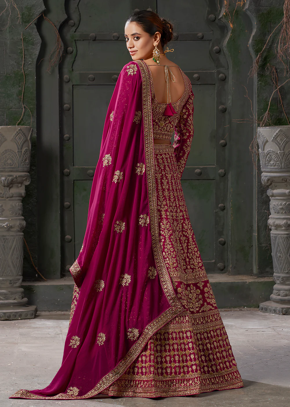 Queen Pink Cording Embroidered Georgette Lehenga Choli - Image 3