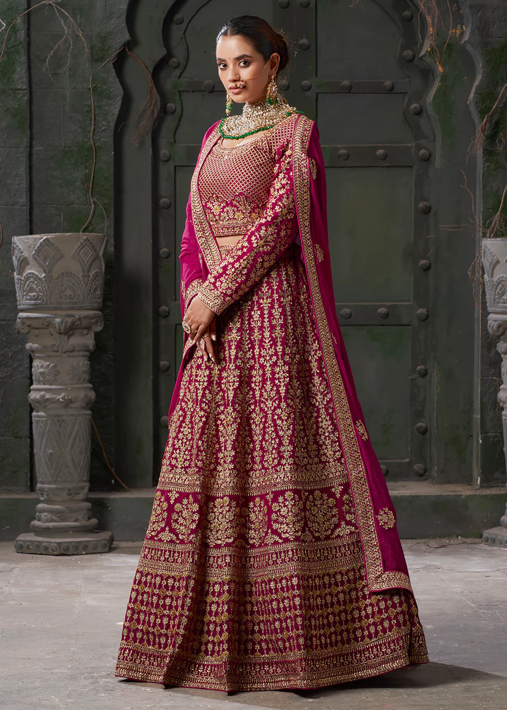 Queen Pink Cording Embroidered Georgette Lehenga Choli - Image 4
