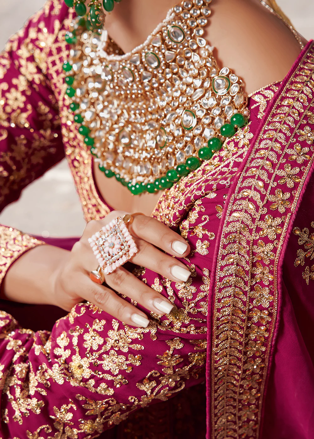 Queen Pink Cording Embroidered Georgette Lehenga Choli - Image 5