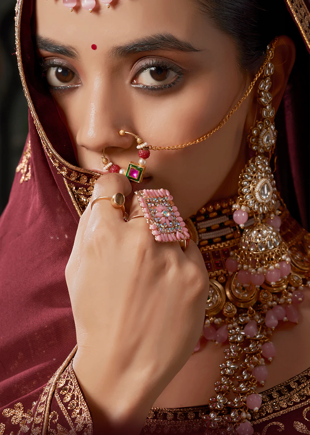 Queen Pink Cording Embroidered Georgette Lehenga Choli - Image 6