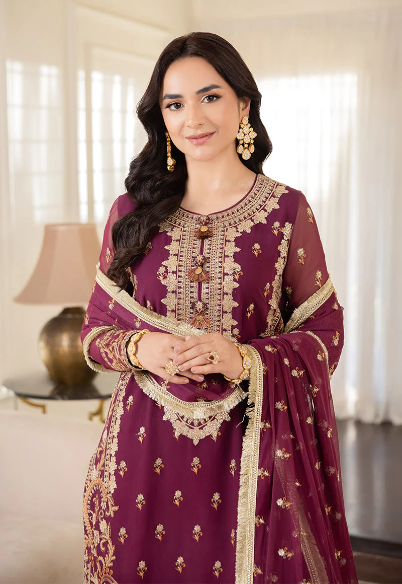 Radiant Purple Suit - Maahru, Noorie & Meerub '23 by Asim Jofa - AJSM-47 - Image 4