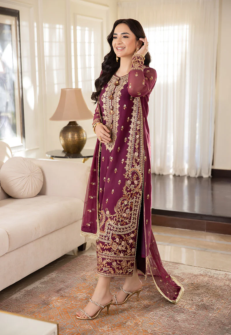 Radiant Purple Suit - Maahru, Noorie & Meerub '23 by Asim Jofa - AJSM-47 - Image 8