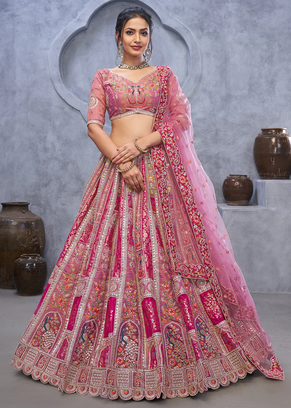 Radiant Rani Purple Hand Embroidered Bridal Lehenga Choli