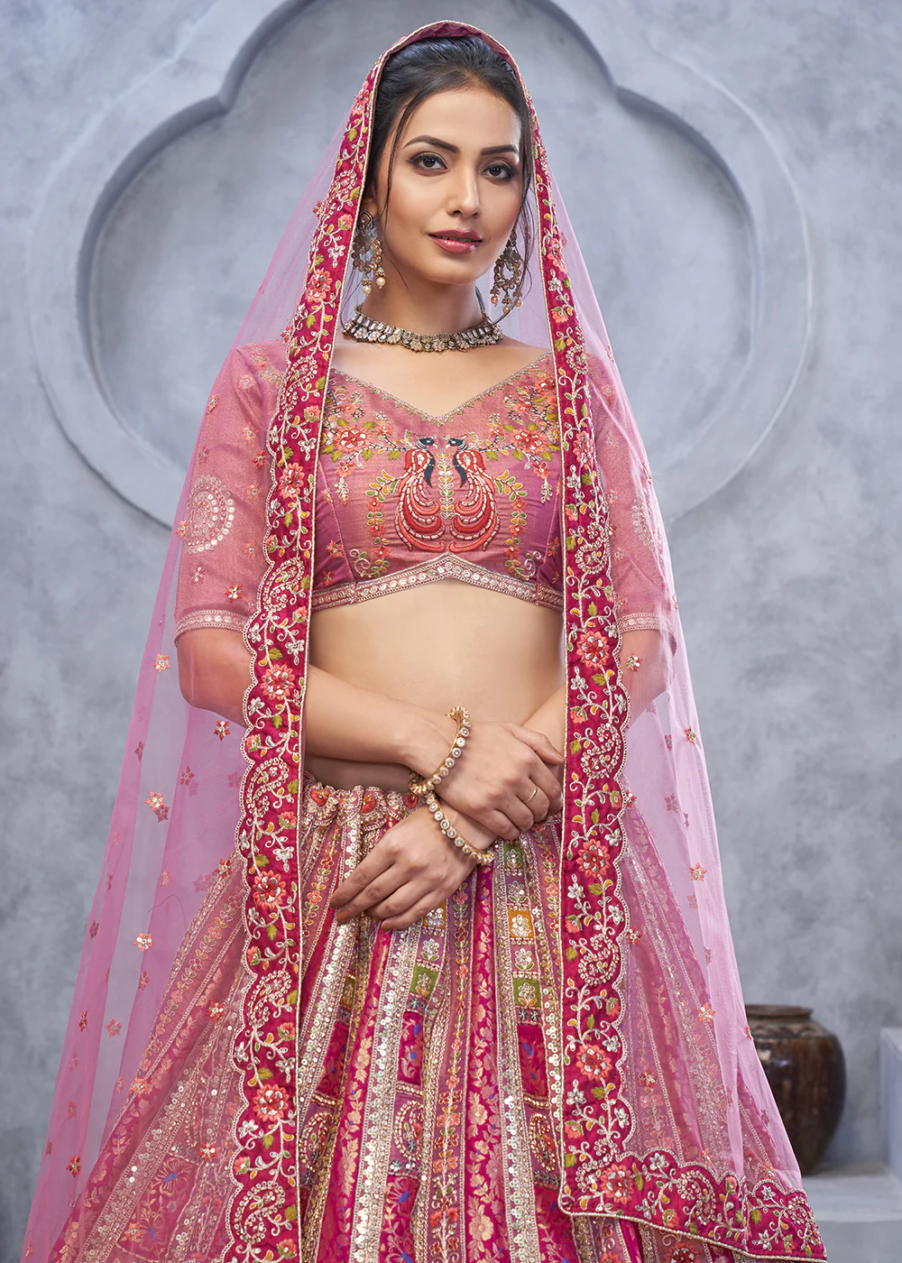 Radiant Rani Purple Hand Embroidered Bridal Lehenga Choli - Image 2