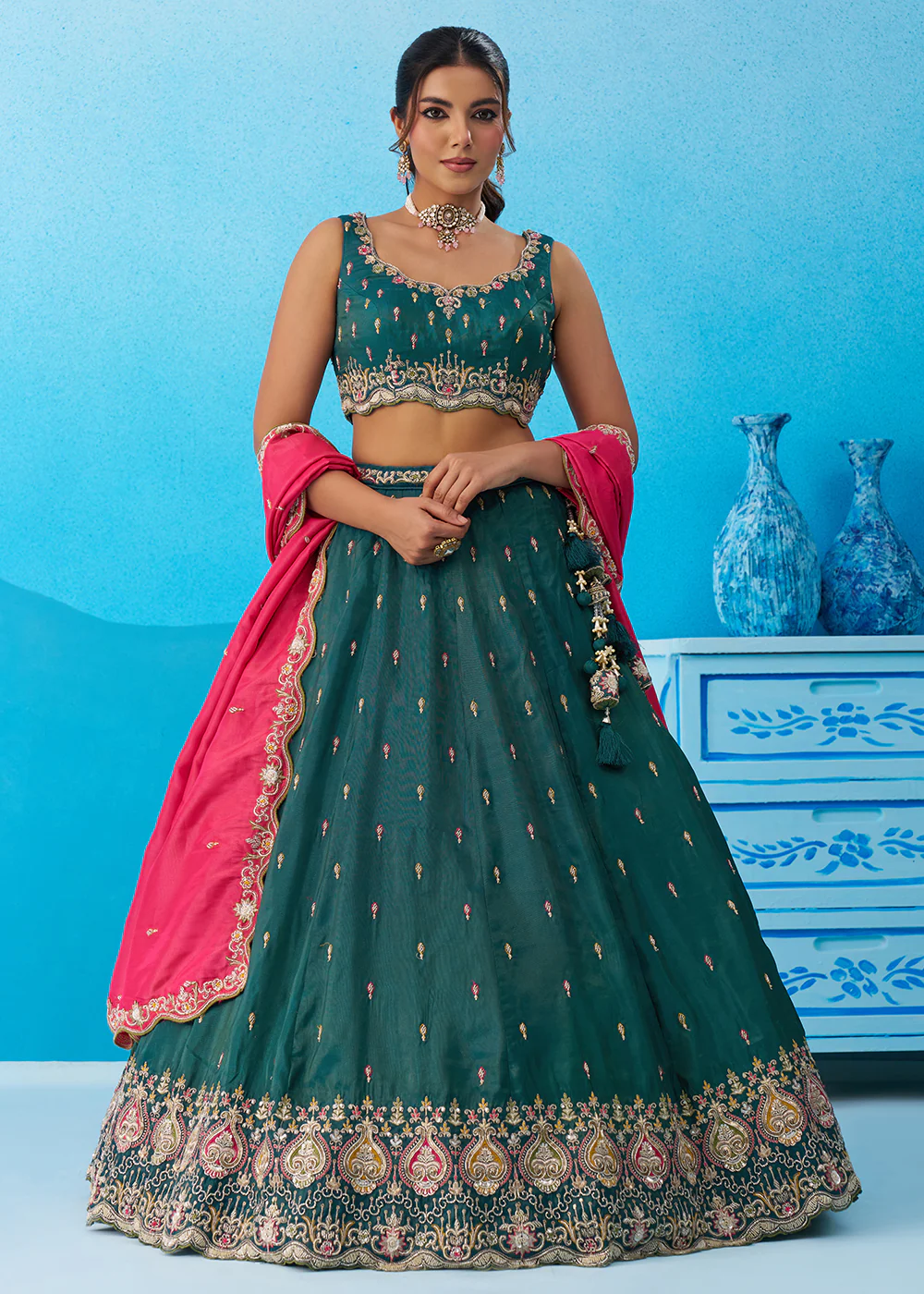 Rama Cosmos Silk Embroidered Festive Lehenga Choli