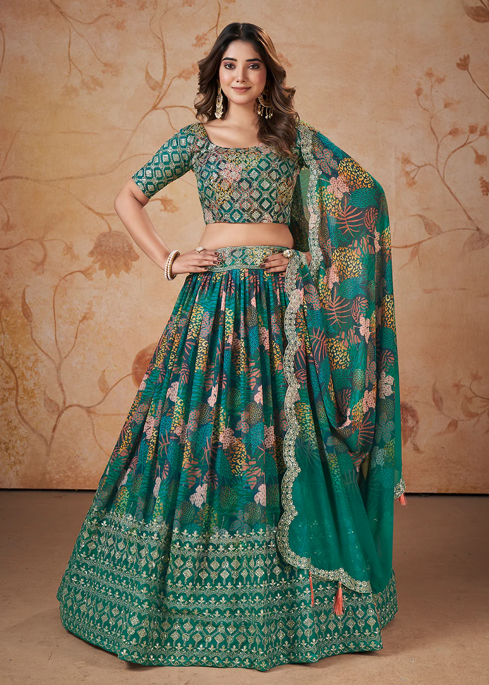 Rama Digital Print & Sequins Wedding Festive Lehenga Choli