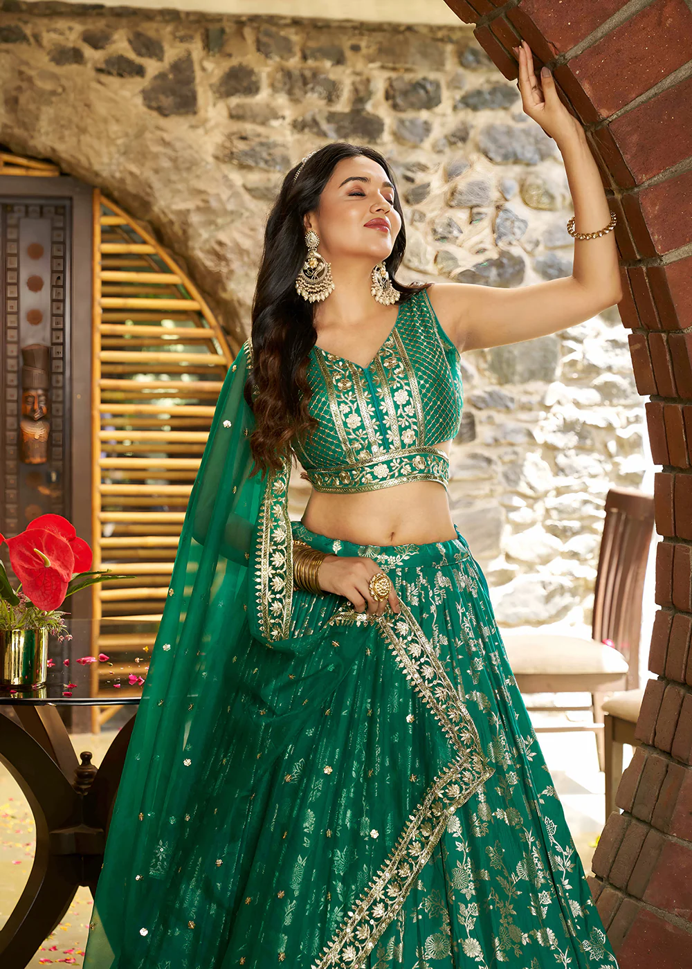 Rama Dola Silk Jacquard Festive Party Lehenga Choli - Image 2