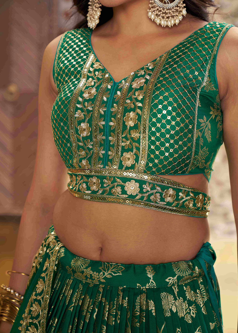 Rama Dola Silk Jacquard Festive Party Lehenga Choli - Image 6