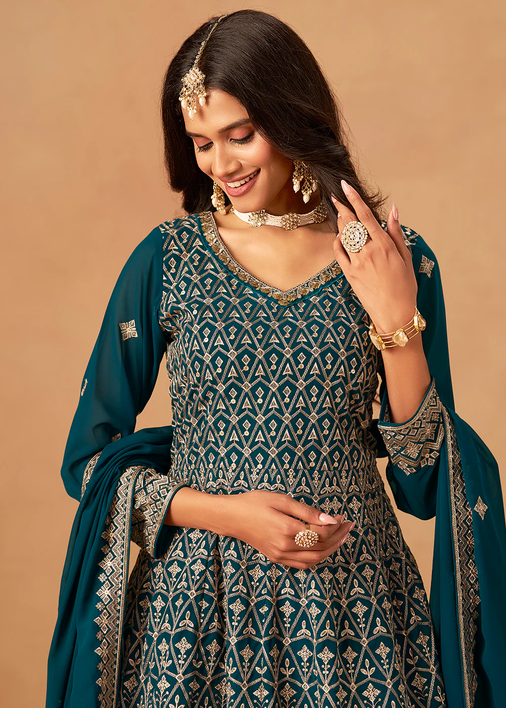 Rama Front & Back Embroidered Palazzo Style Suit - Image 2