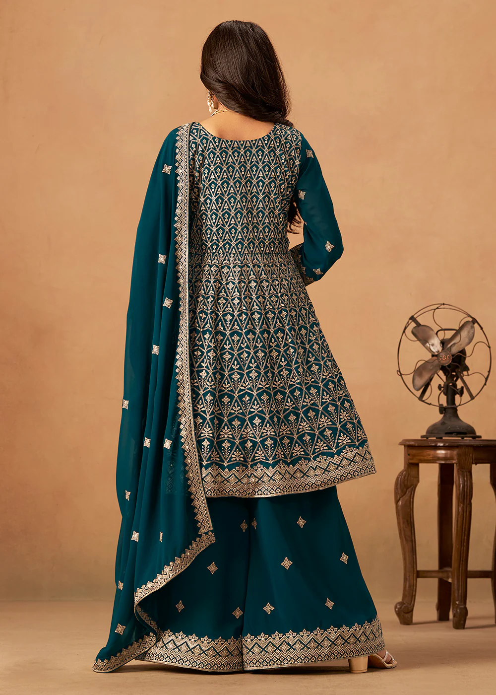 Rama Front & Back Embroidered Palazzo Style Suit - Image 3