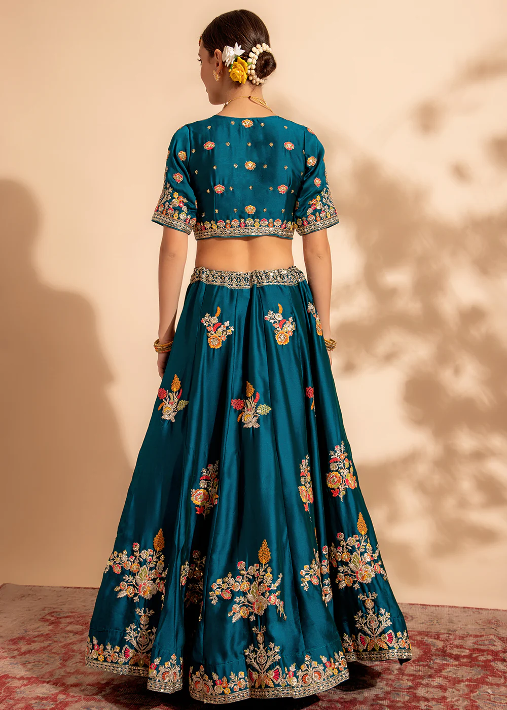 Rama Green Bridesmaid Style Wedding Lehenga Choli - Image 5