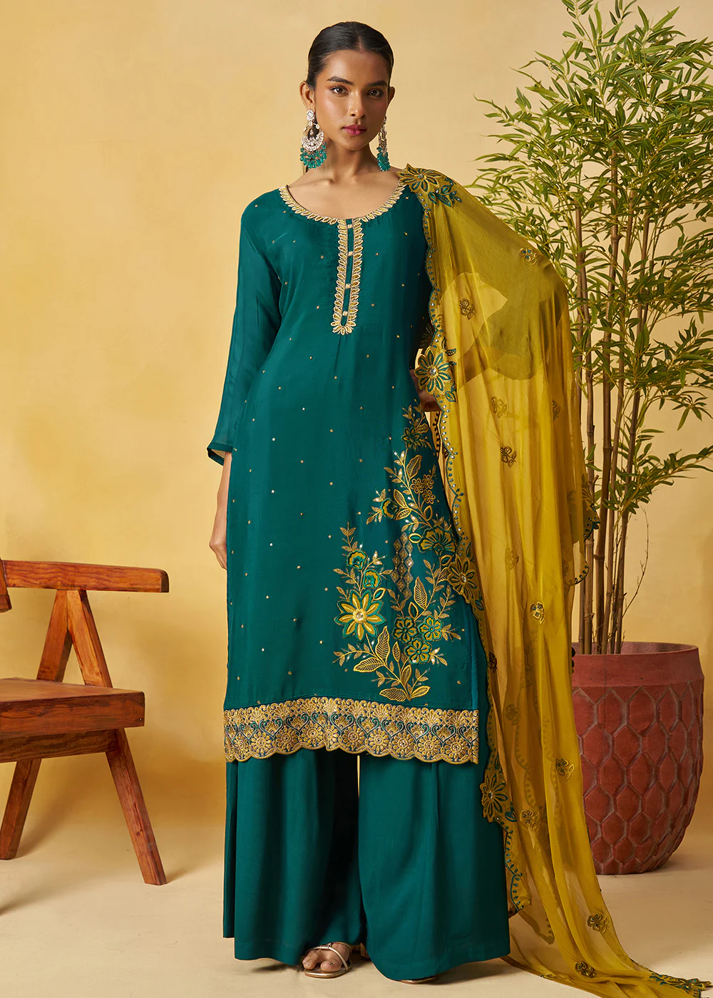 Rama Green Kurta Style Palazzo Style Suit