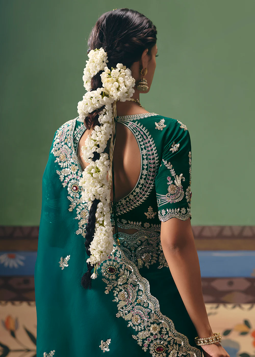 Rama Premium Fancy Fabric Designer Party Wear Saree - Image 3
