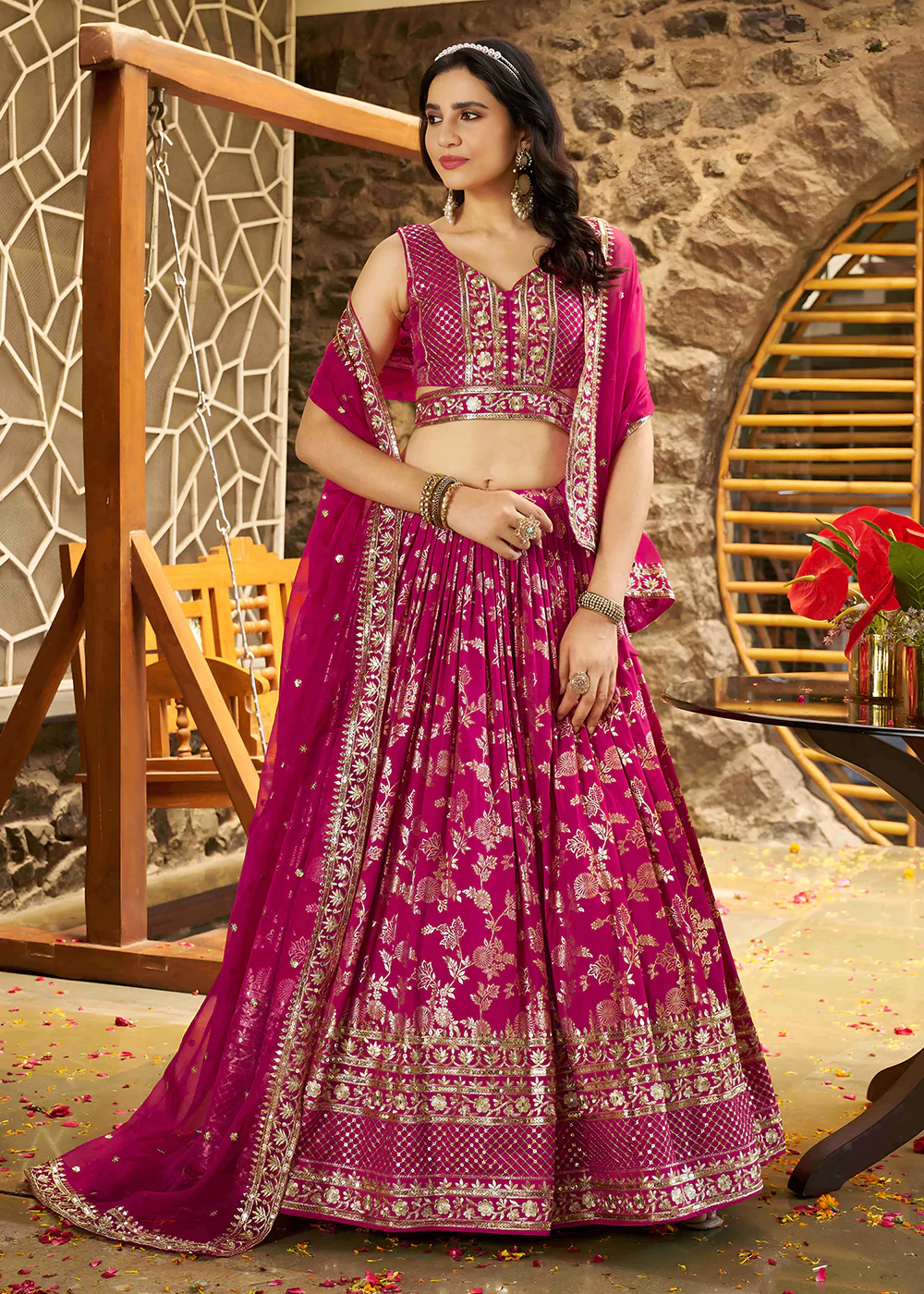 Rani Dola Silk Jacquard Festive Party Lehenga Choli