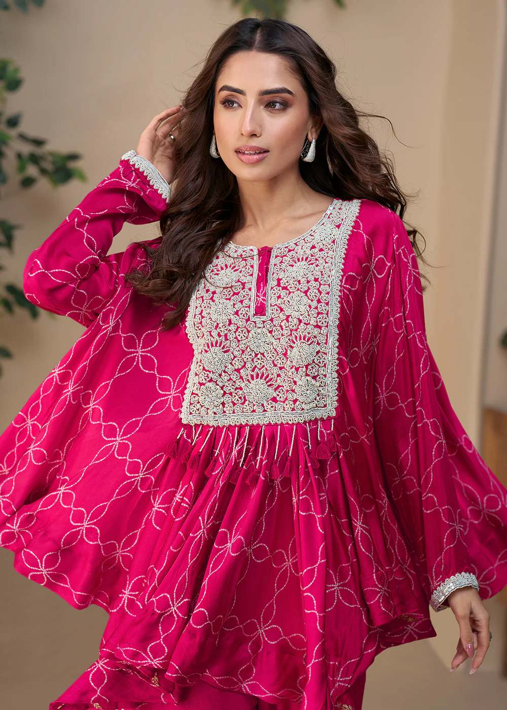 Rani Hand Embellished Poncho Kaftan Style Dress - Image 2