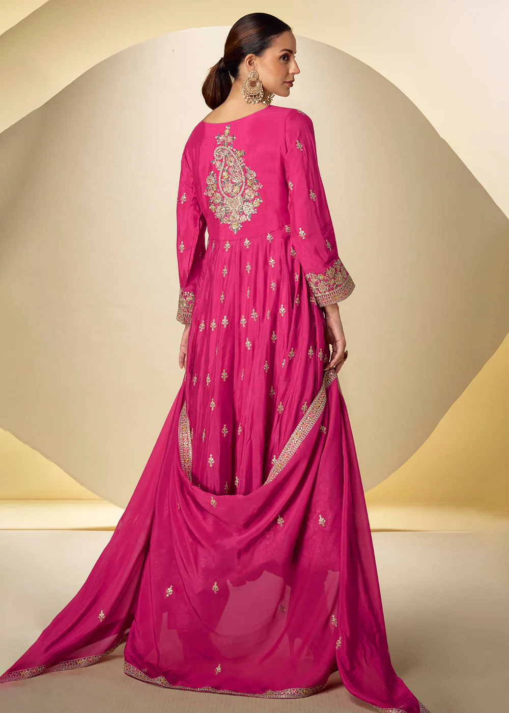 Rani Pink Pant Style Festive Style Anarkali Suit - Image 3