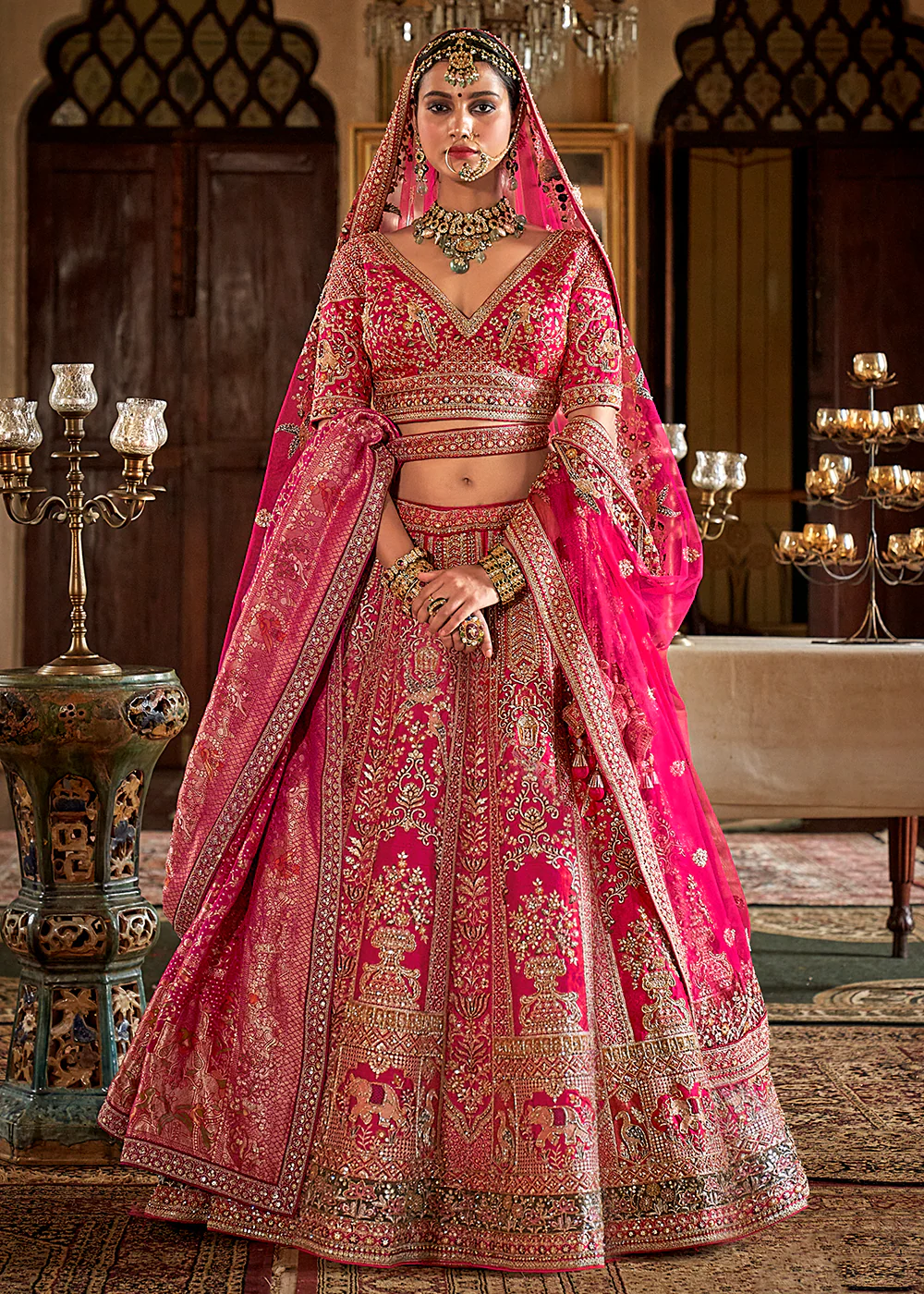 Rani Pink Pretty Bridal Tone Silk Designer Lehenga Choli