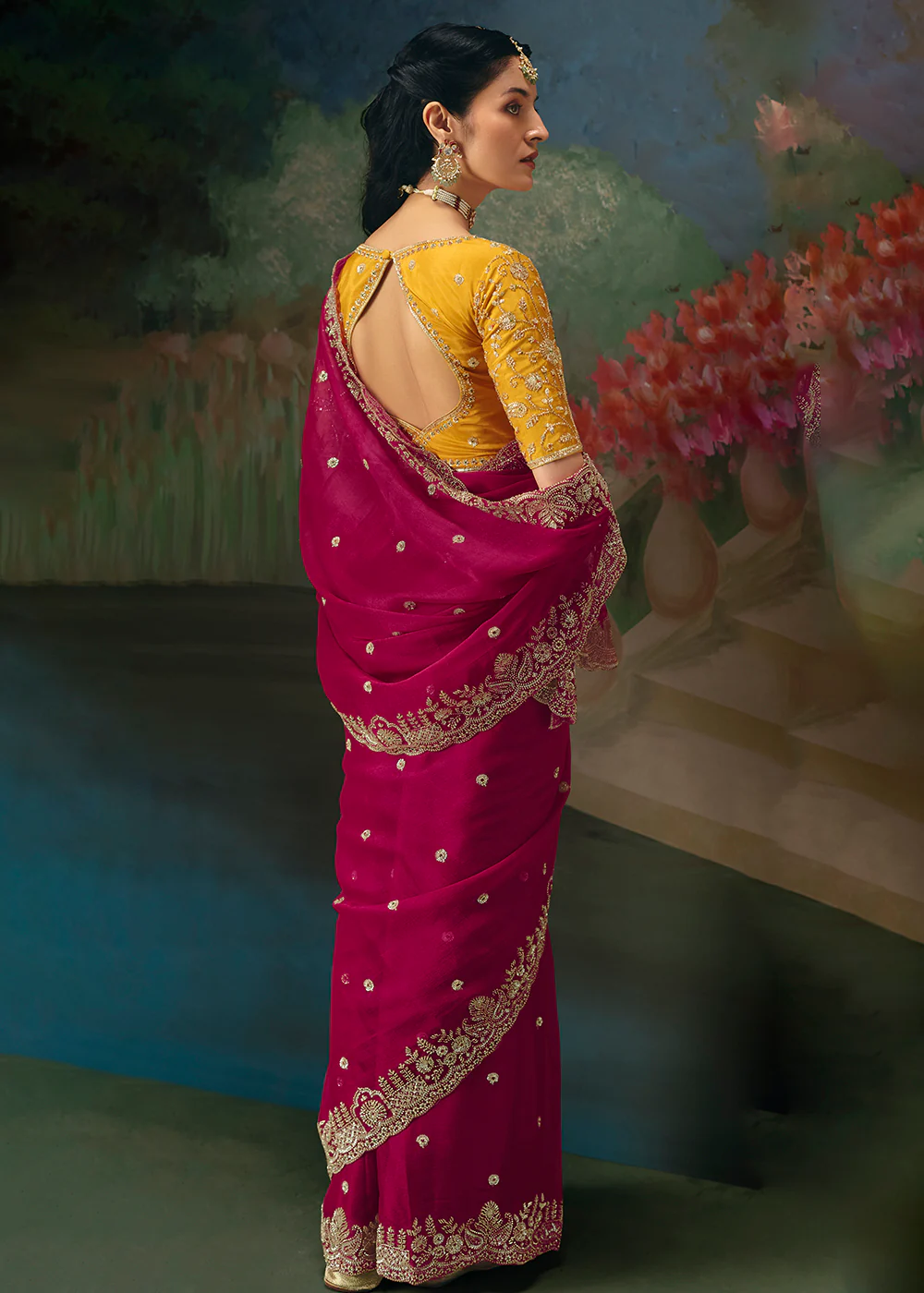Rani Premium Fancy Fabric Embellished Designer Saree - Image 3