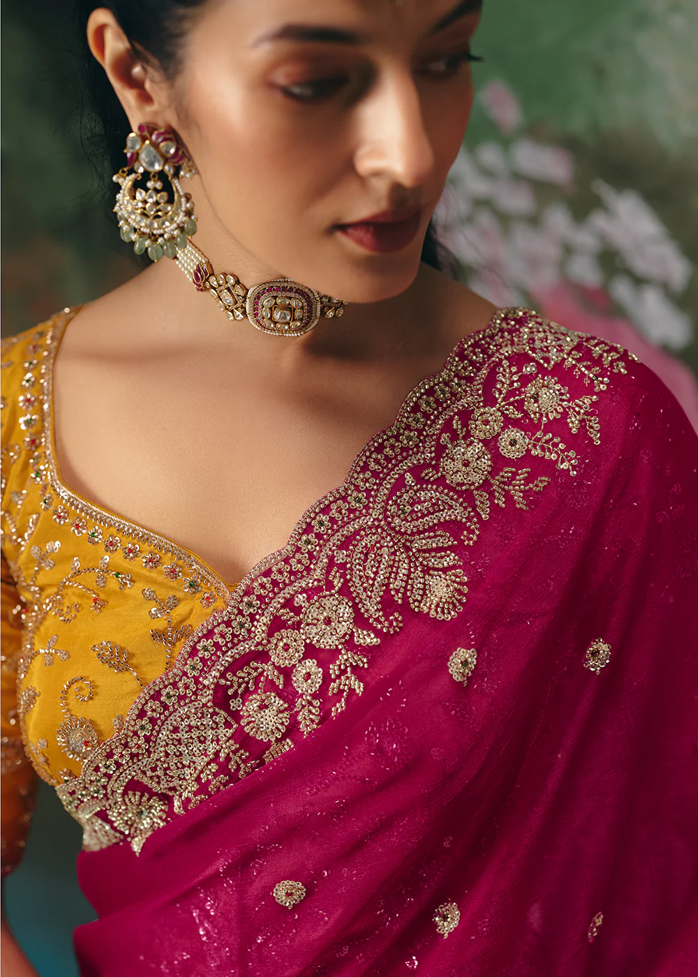 Rani Premium Fancy Fabric Embellished Designer Saree - Image 4