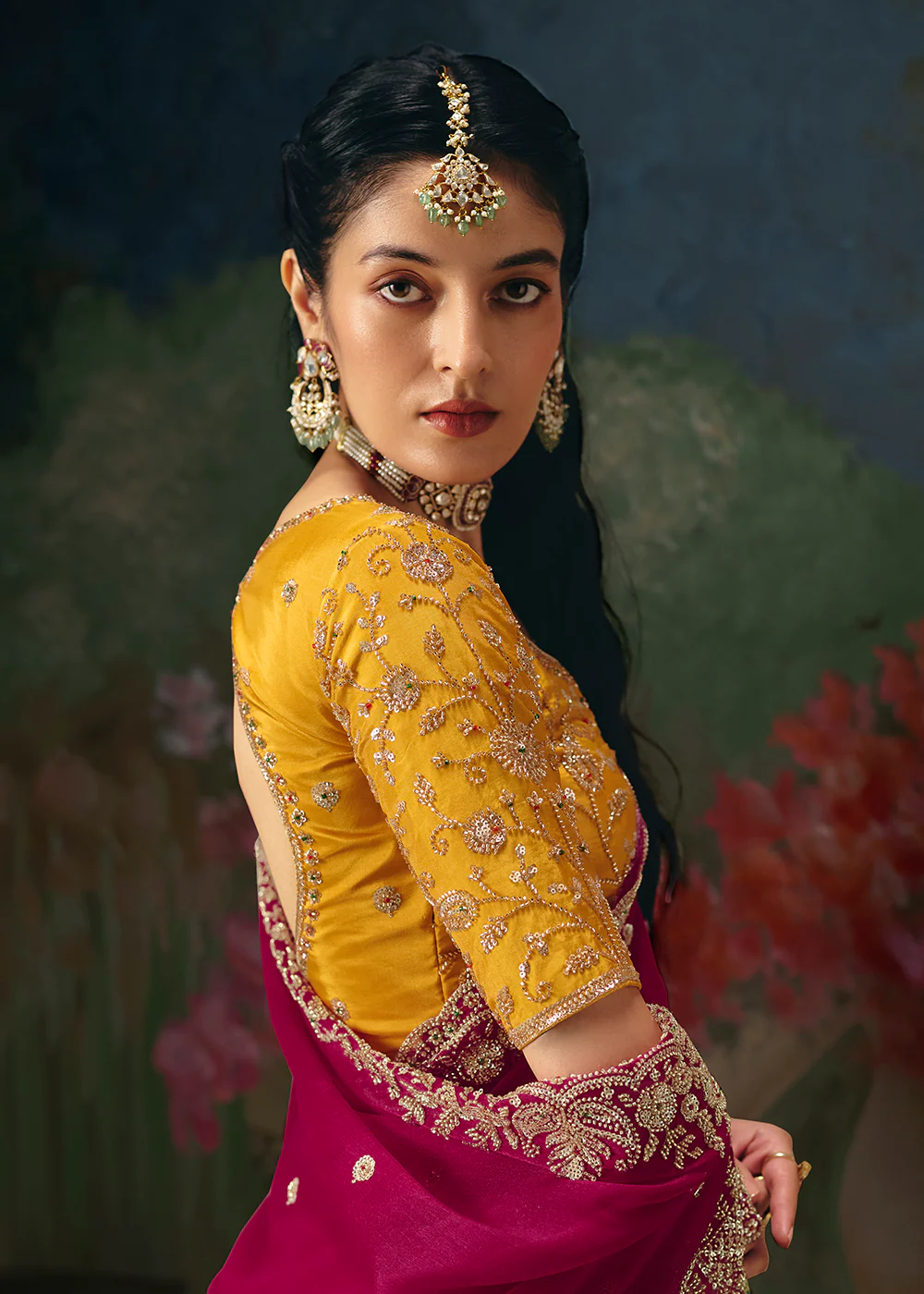 Rani Premium Fancy Fabric Embellished Designer Saree - Image 5