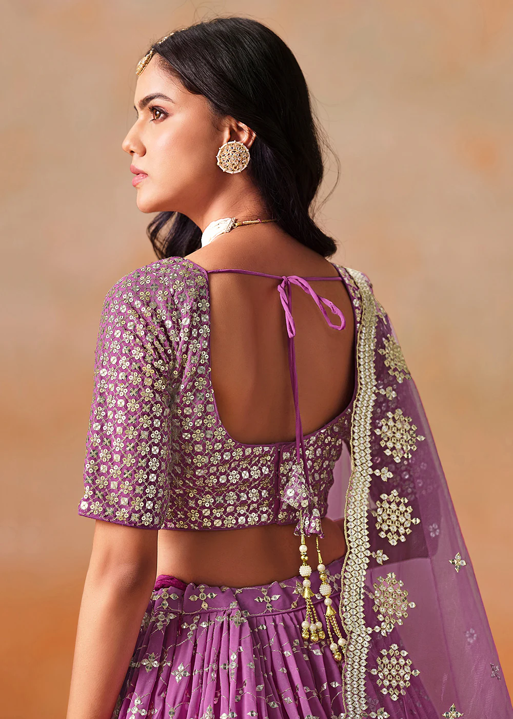 Rani Sequins & Zari Embroidered Wedding Lehenga Choli - Image 6