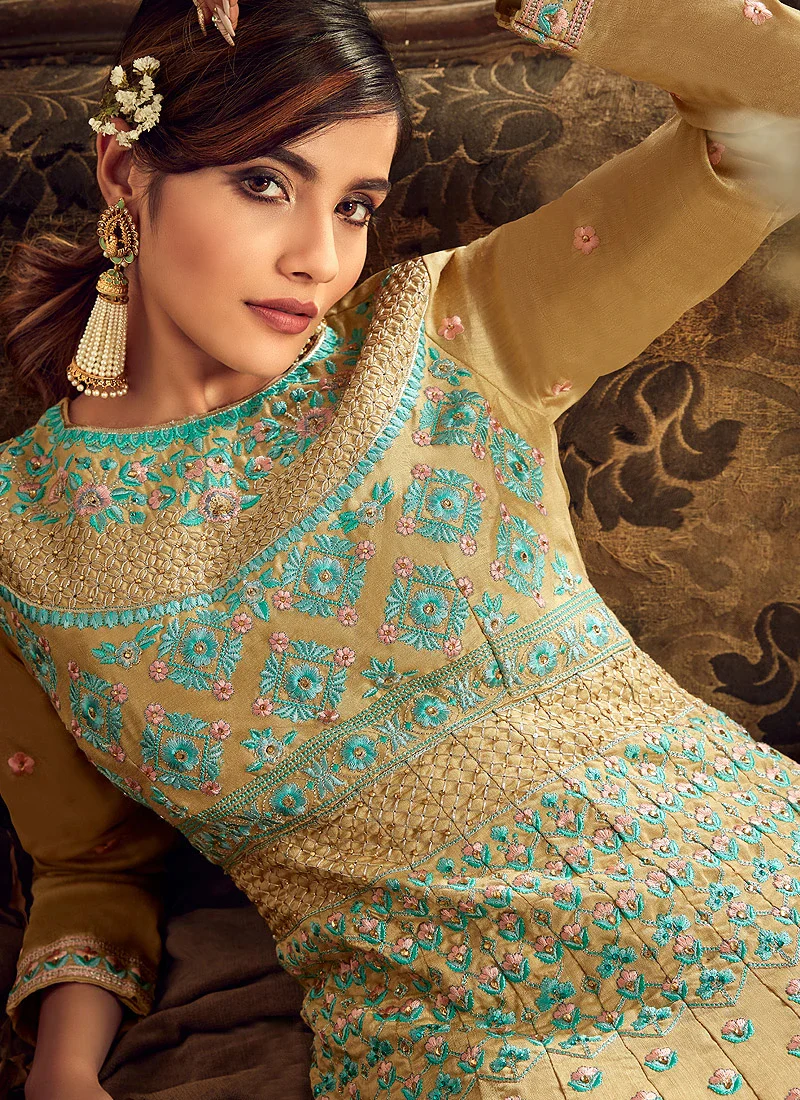 Ravishing Mustard Designer Floor Length Anarkali - Image 2