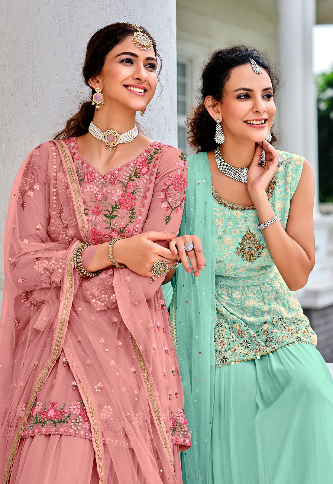 Readymade Mauve Pink Embroidered Viscose Georgette Suit - Image 4
