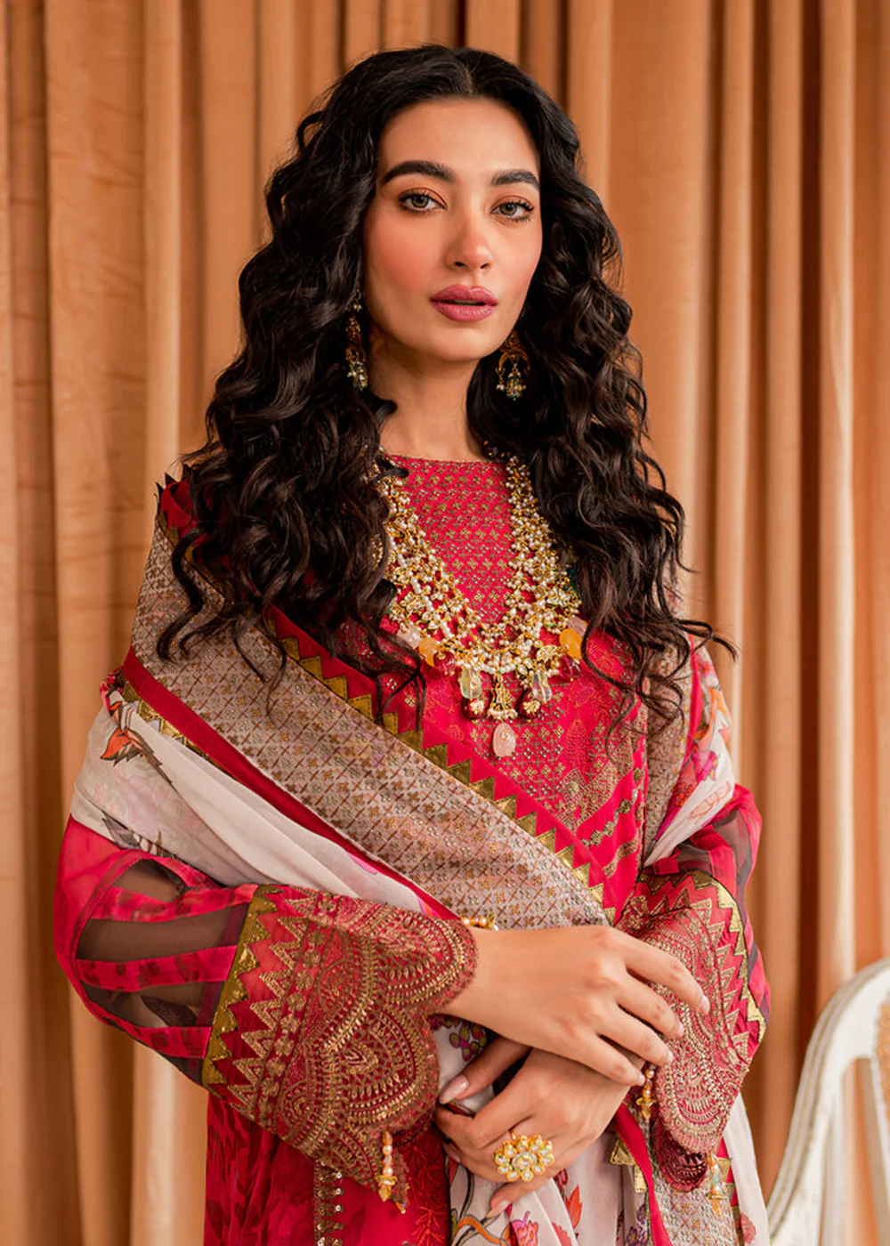 Red Chiffon Suit - Vasal Formals ’23 By Charizma | VSL-03 - Image 2