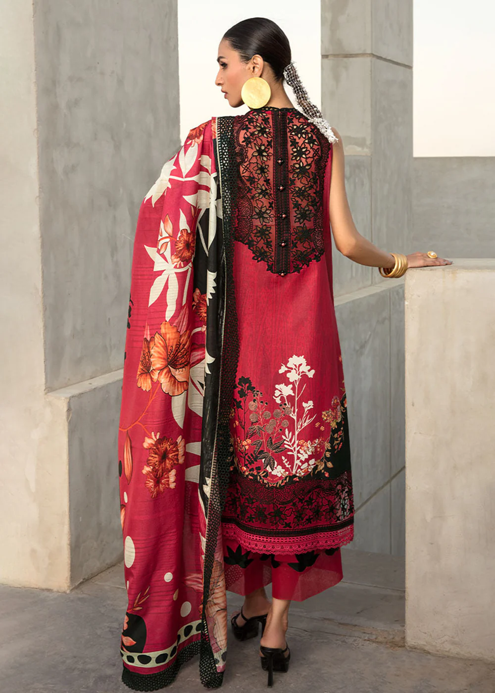 Red Luxury Lawn Suit | Rang Rasiya | Florence Lawn '23 | FREESIA - D2 - Image 3