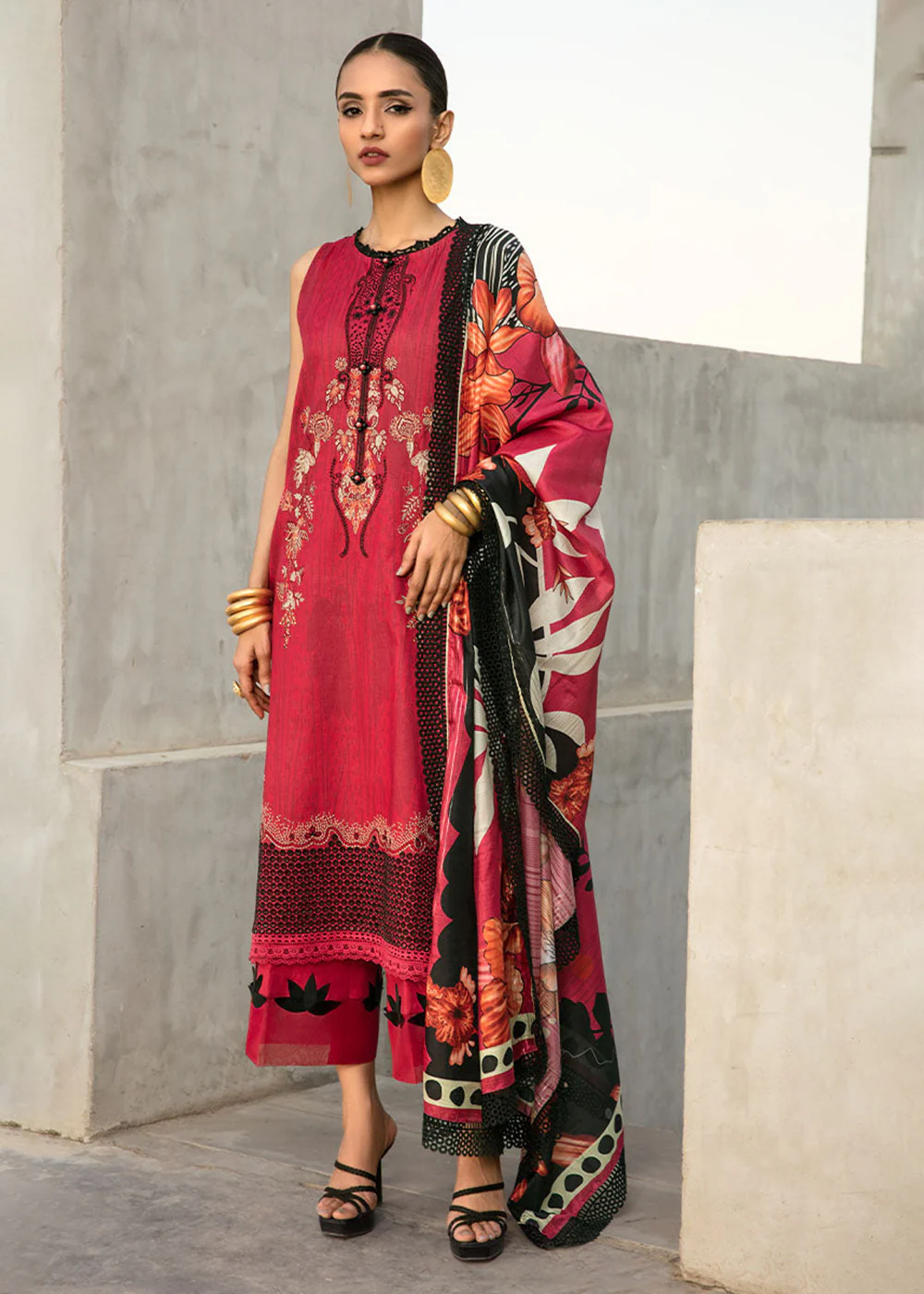 Red Luxury Lawn Suit | Rang Rasiya | Florence Lawn '23 | FREESIA - D2 - Image 4