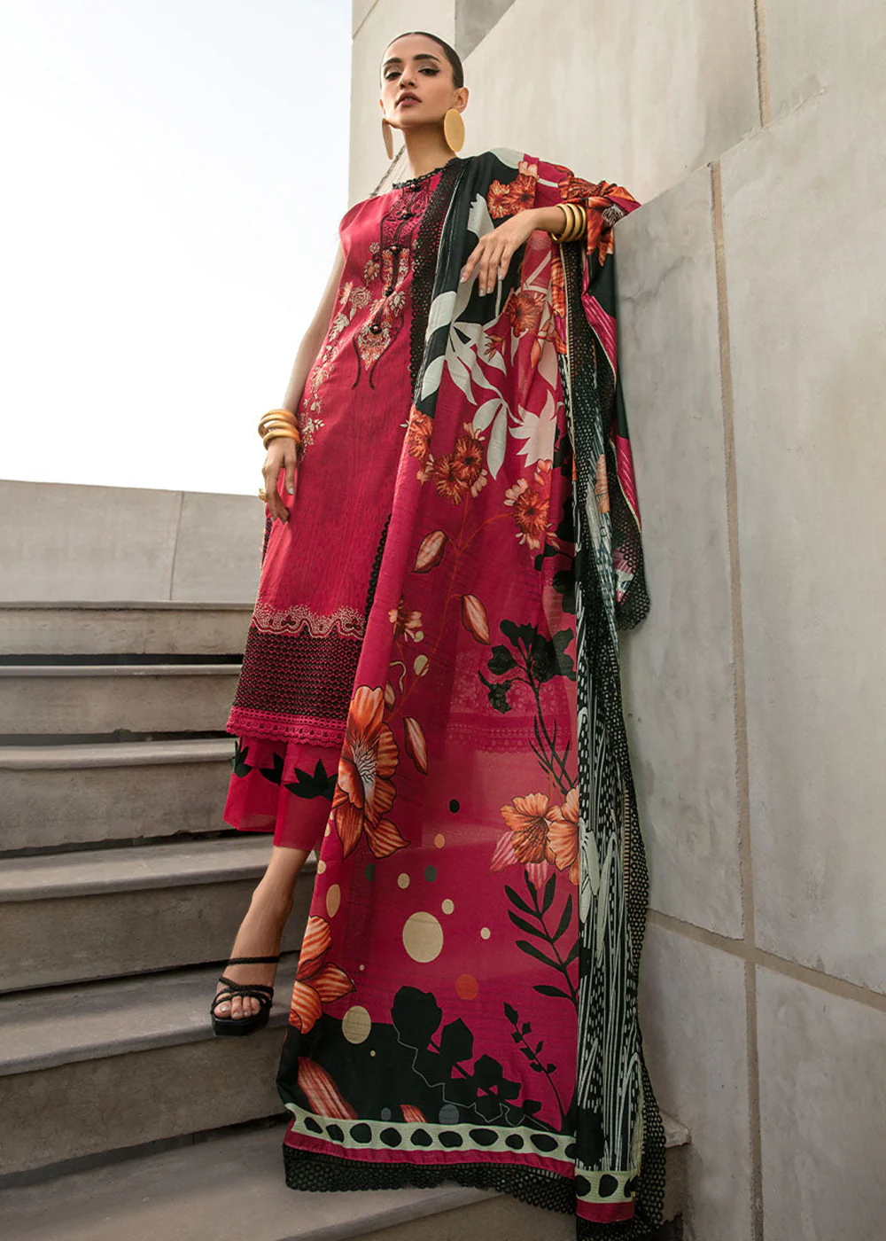 Red Luxury Lawn Suit | Rang Rasiya | Florence Lawn '23 | FREESIA - D2 - Image 5