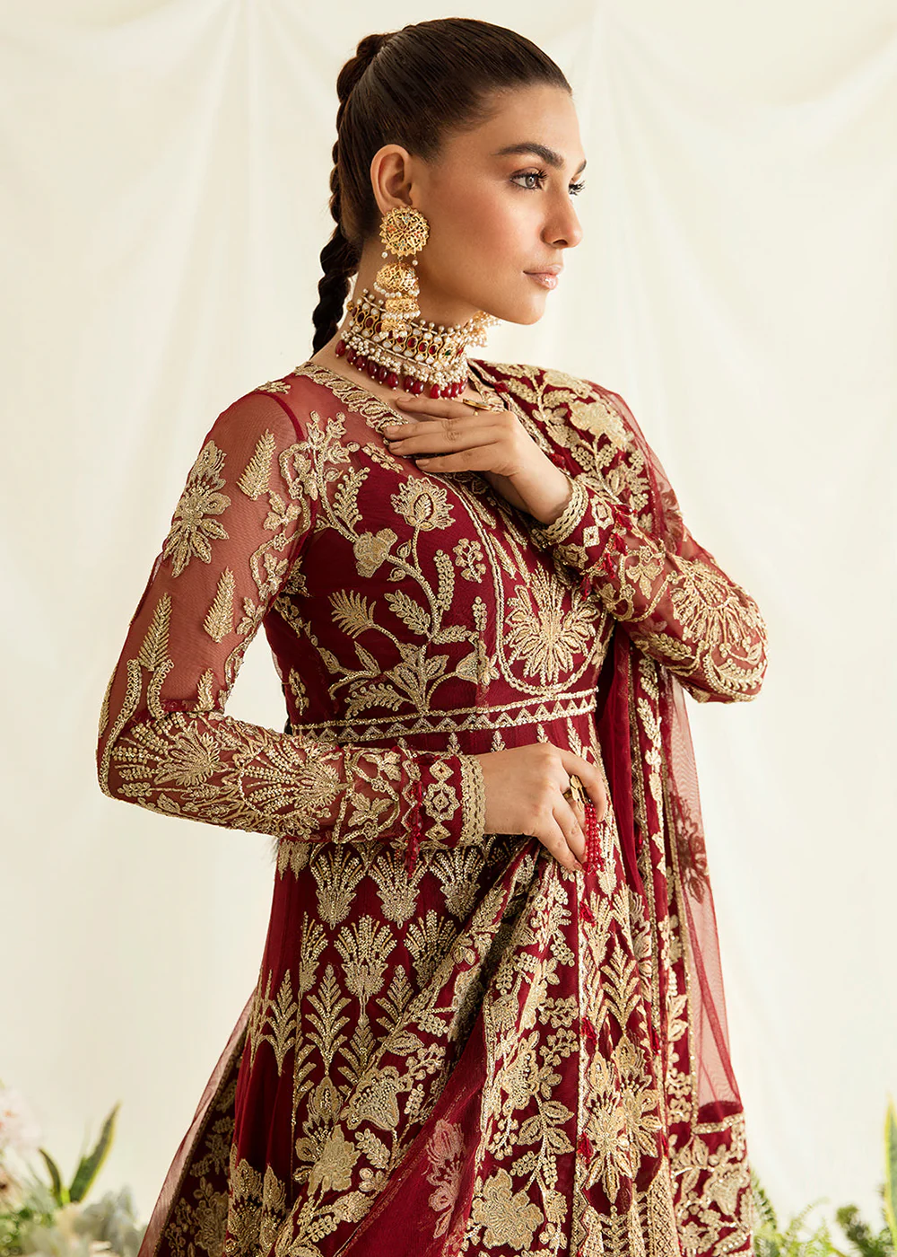 Red Pakistani Maxi Dress | Ayzel | Fleur De Lis Formals’23 | Tresor - Image 2