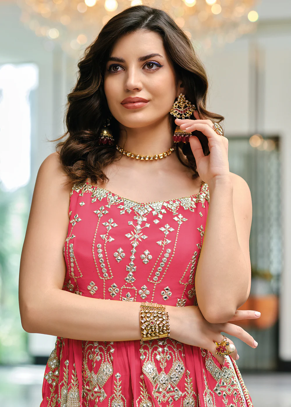Riveting Pink Party Festive Palazzo Salwar Suit - Image 2