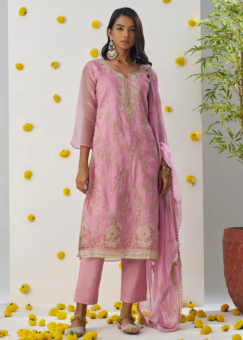 Rose Pink Fancy Crush Embroidered Festive Salwar Suit