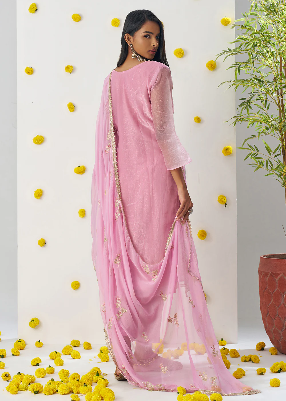 Rose Pink Fancy Crush Embroidered Festive Salwar Suit - Image 3